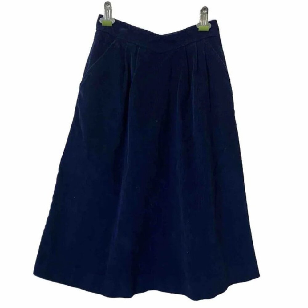 Vintage Mister Leonard Blue A-line Corduroy Skirt